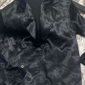 Sleek Black Satin Women's Blazer